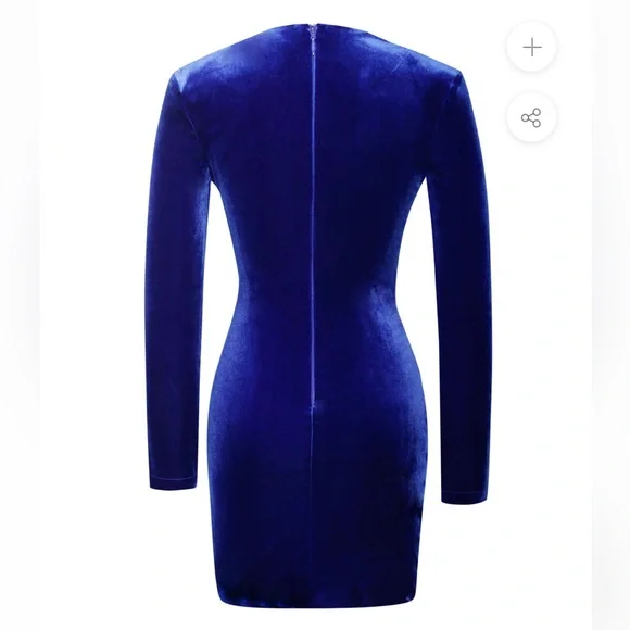 Royal Blue Long Sleeve Corset Velvet Dress NWOT Small - Picture 8 of 8